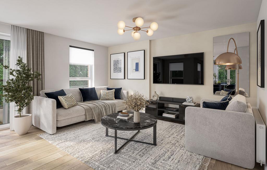 Spacious lounge in the Rowan two bedroom apartment