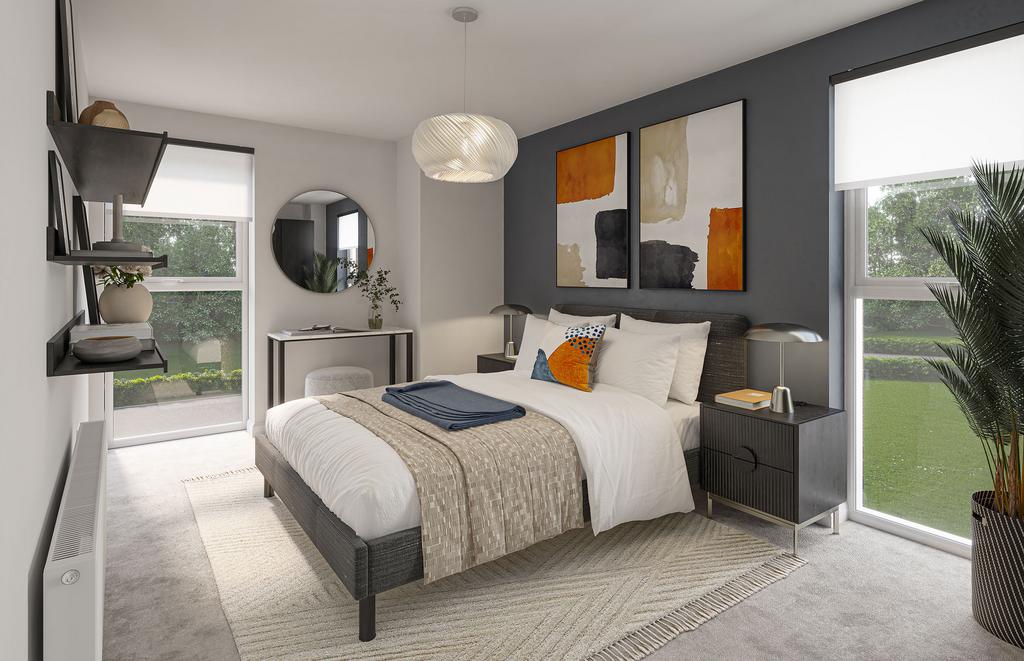 Bedroom in the Rowan two bedroom apartment