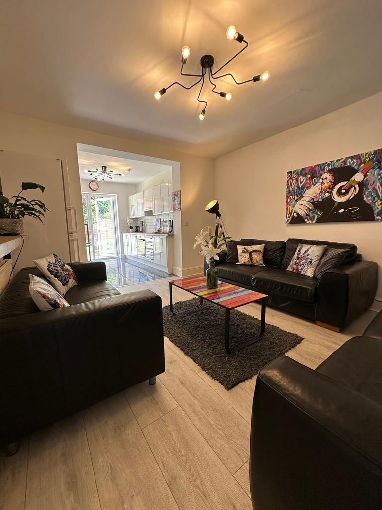 A stylish living room featuring contemporary fu...