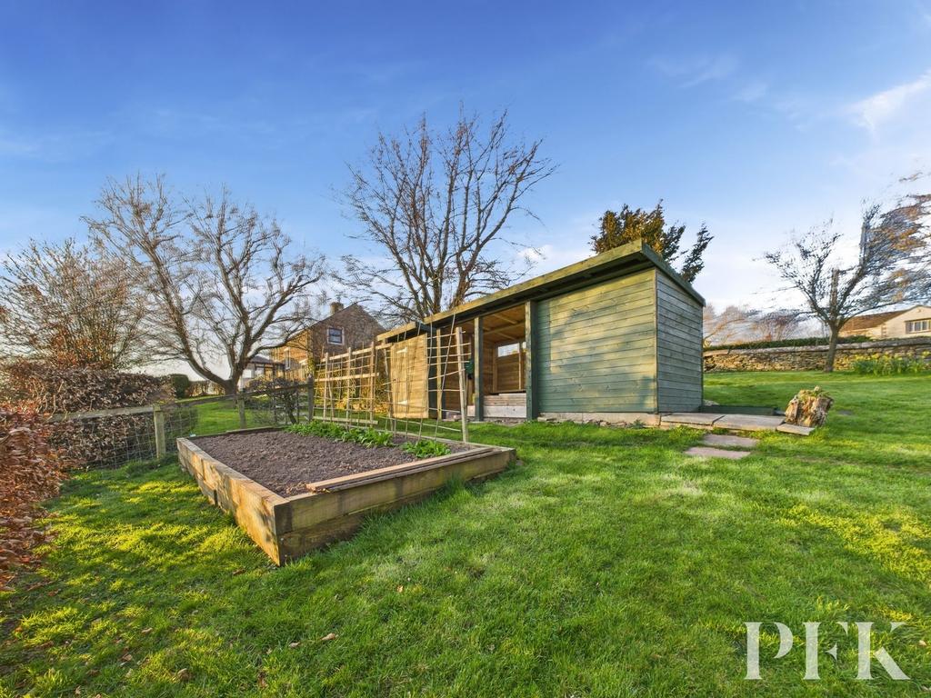 Garden sheds and veg patch