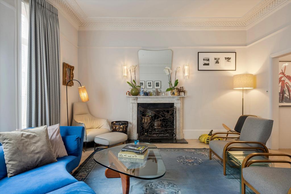 Living room, fireplace