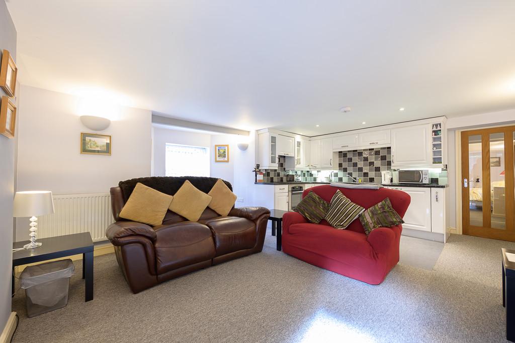 The basement's open-plan living space