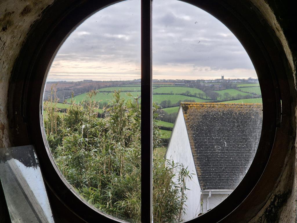 View from window looking over countryside