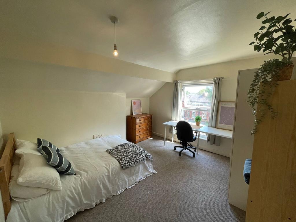 Bright and cozy bedroom featuring a single bed ...