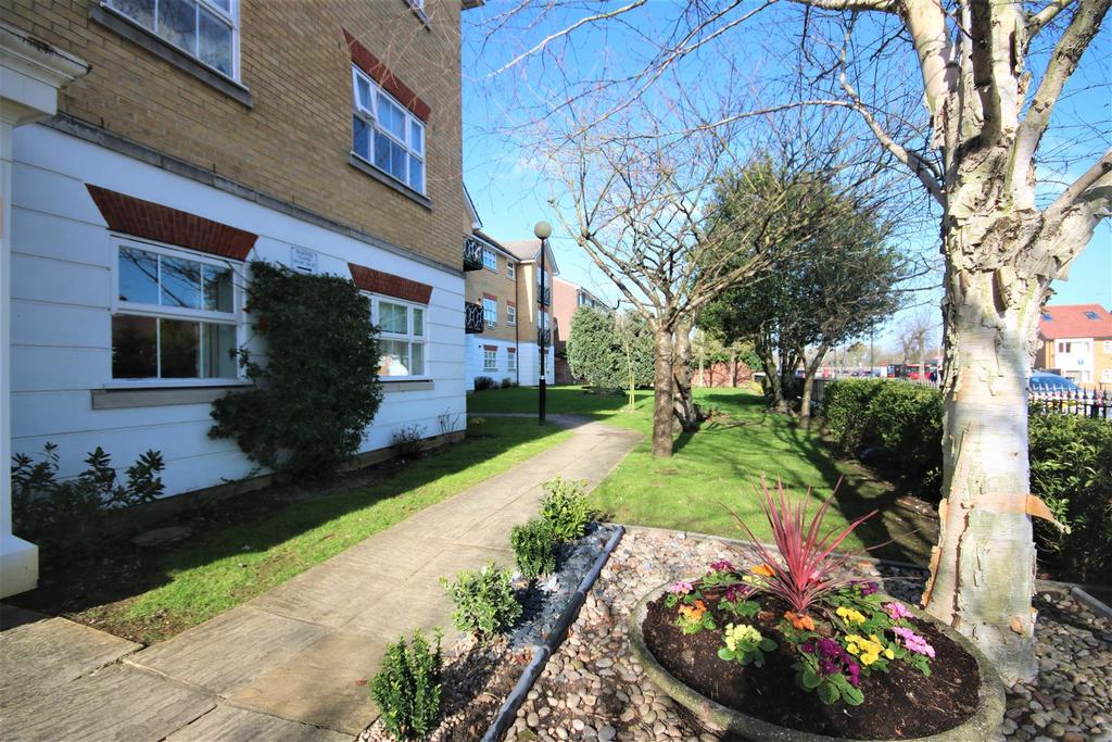 Front communal gardens near entrance: