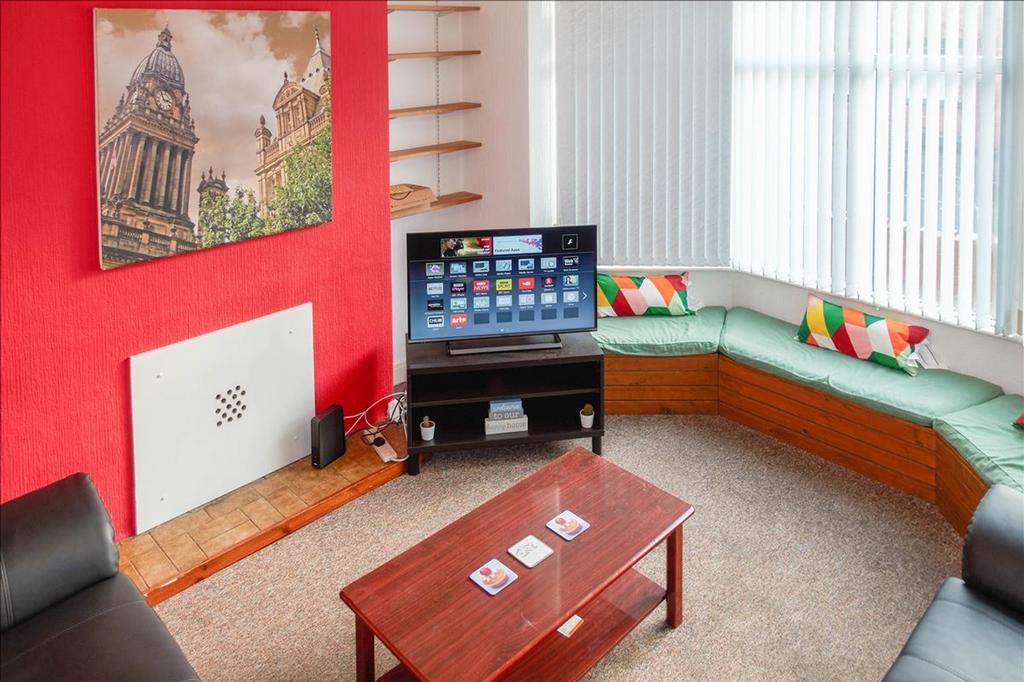 This inviting living room features a cozy seati...