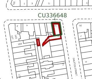 Property boundary in red