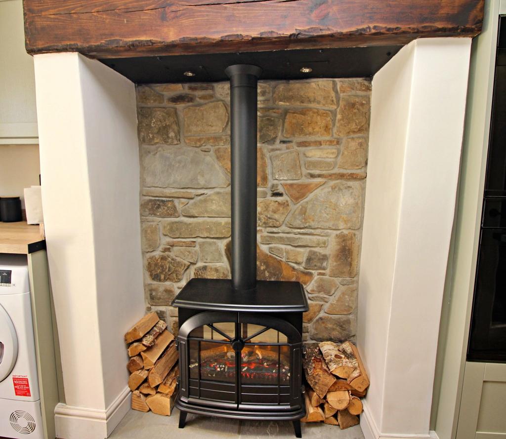 Recessed Fireplace to Kitchen