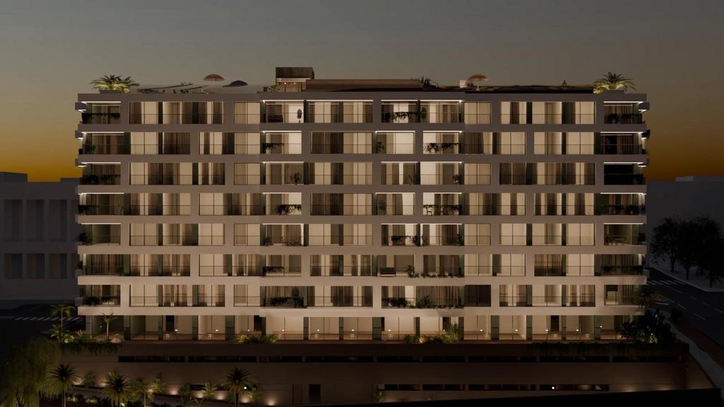 Apartment building facade, block of apartments