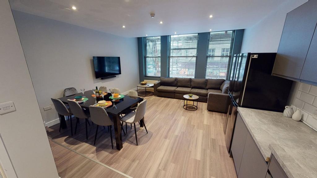 A spacious and stylish modern living room, perf...