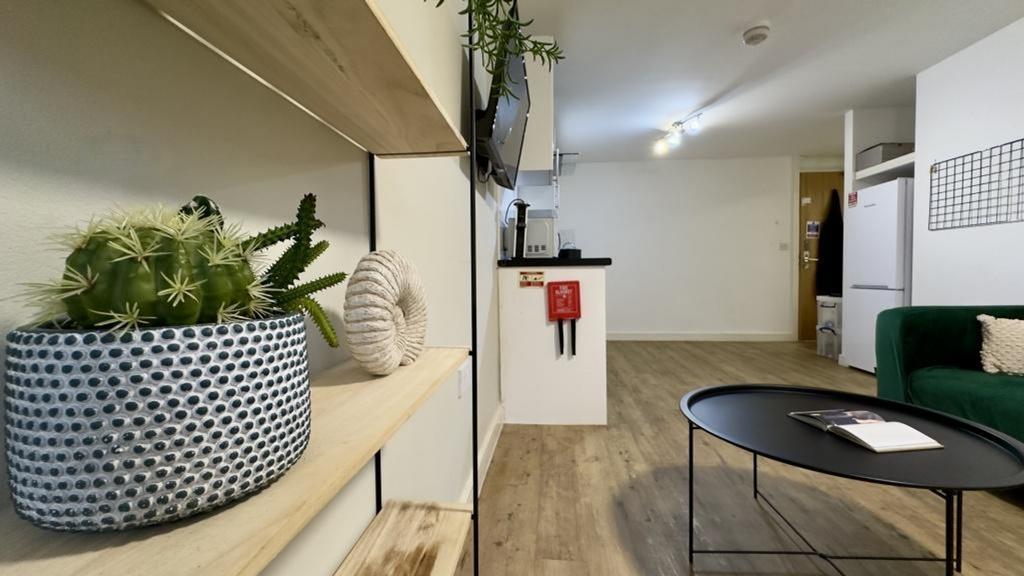 A bright and inviting living room featuring mod...