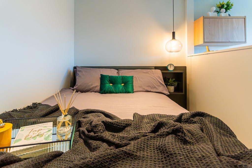 A stylish and inviting double bedroom with mode...