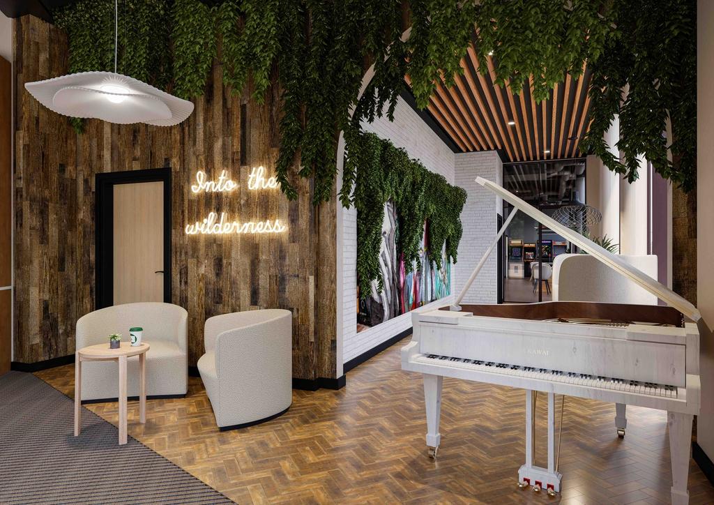 A stylish and inviting communal lounge featurin...