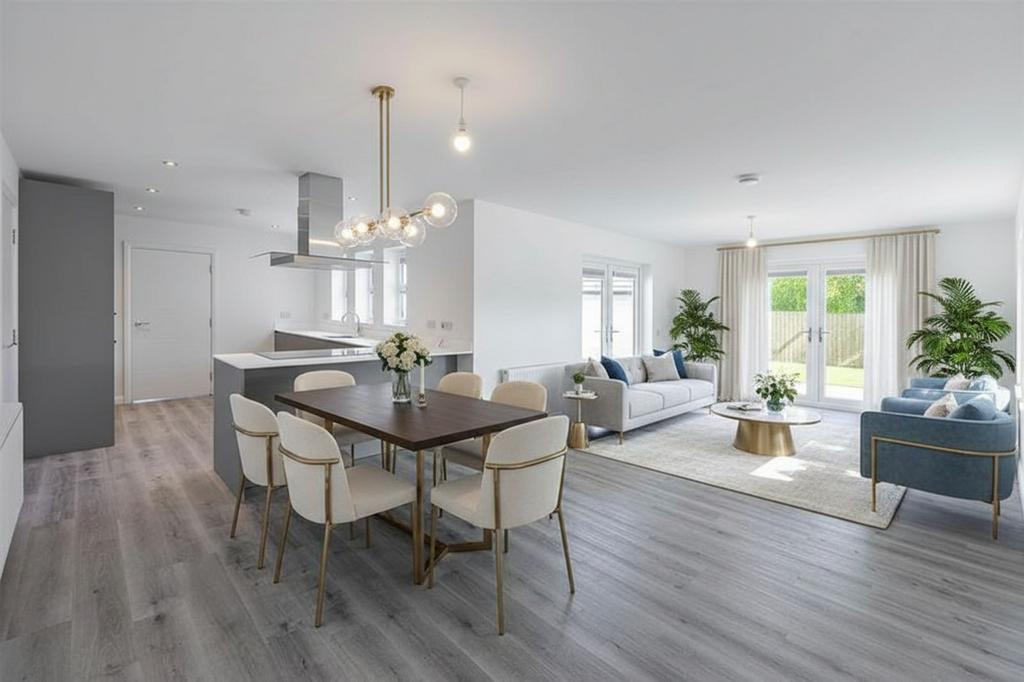 Virtually Staged Kitchen/Living/Dining Area