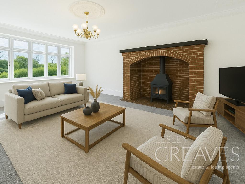 Living room virtually staged