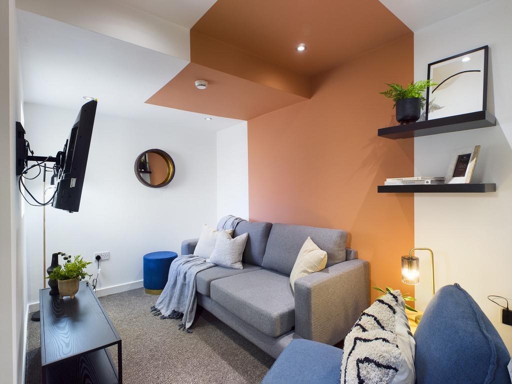 A stylish and inviting large modern living room...