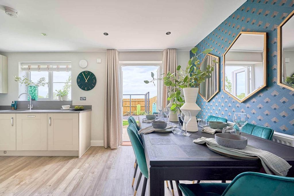 Double doors lead from the dining area to the...