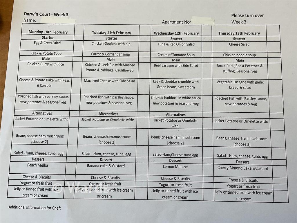 Sample Of Subsidised 3 Course Menu