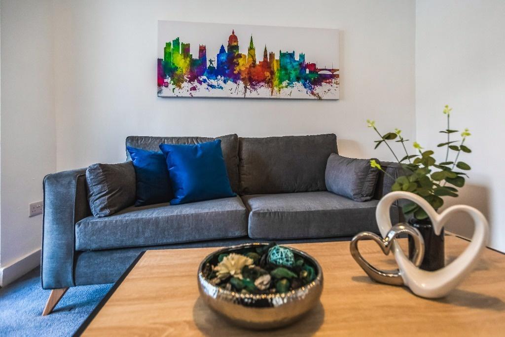 Experience a vibrant living room with contempor...