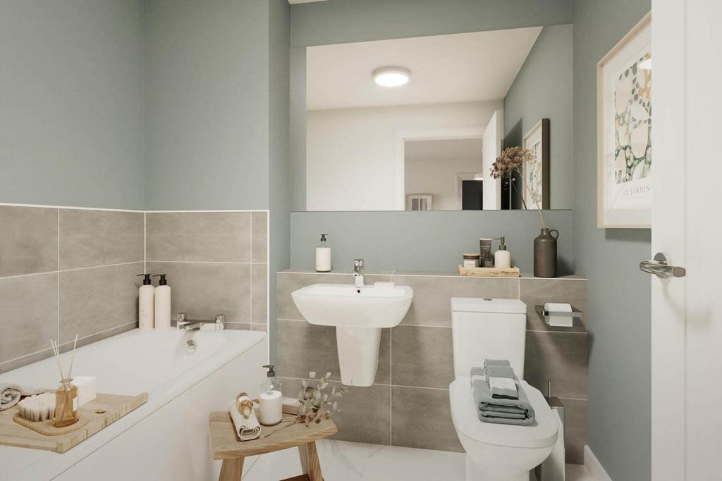 A family bathroom completes the home