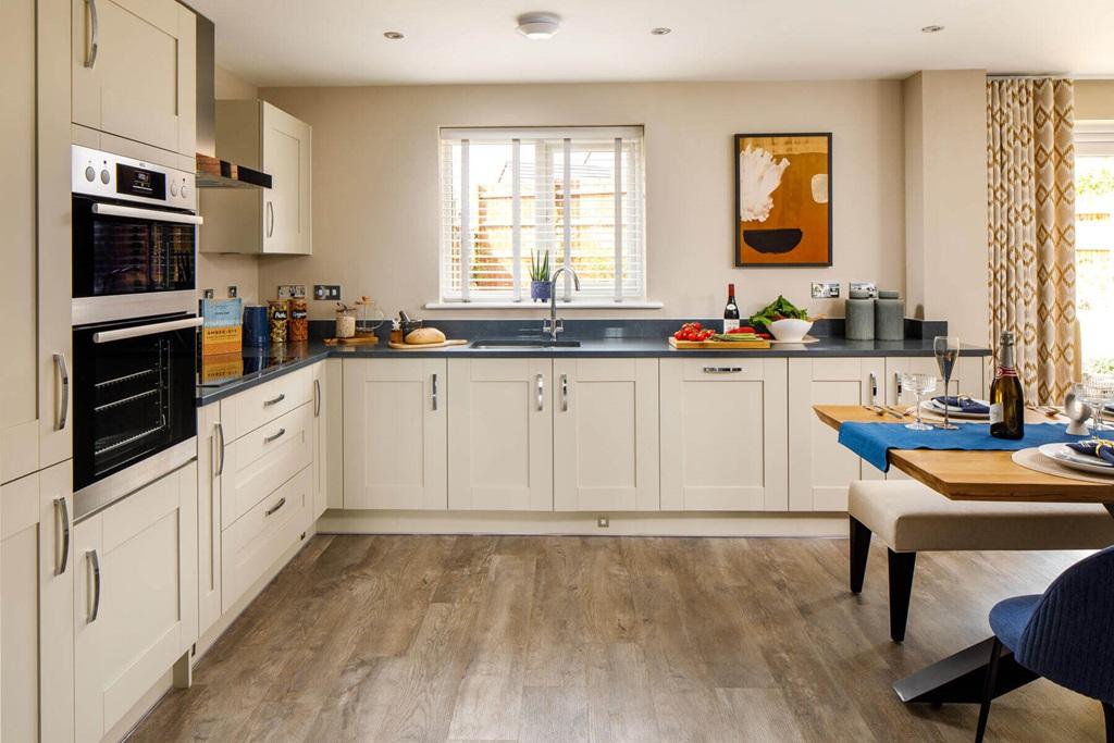An open plan, modern kitchen is ready to go...