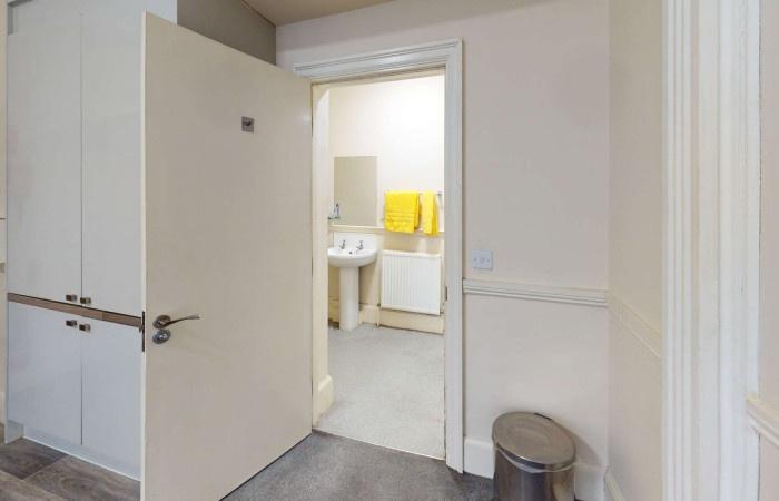 A clean and well-maintained bathroom featuring ...