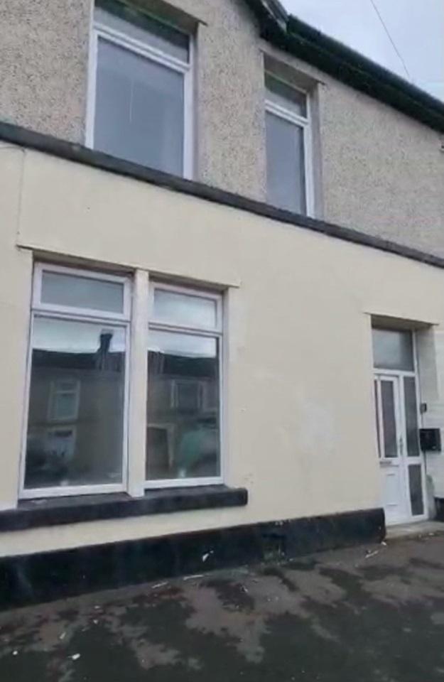 Exterior view of a traditional terraced house f...