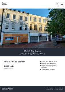 Retail property (high street) to rent, The Bridge Walsall WS1 1LG