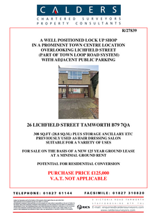 Retail property (high street) for sale, 25-26 Lichfield St Tamworth B79 7QE