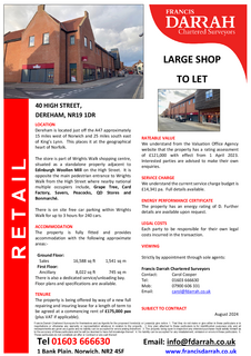 Retail property (high street) to rent, 40 High St Dereham NR19 1DR