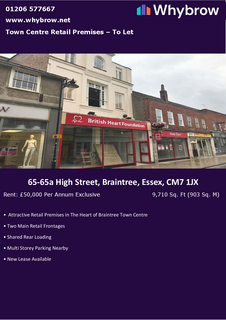 Retail property (high street) to rent, 65-65A High St Braintree CM7 1JX