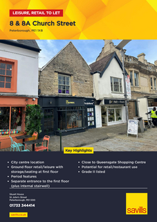Retail property (high street) to rent, 8A-8B Church St Peterborough PE1 1XB