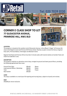 Retail property (high street) to rent, 77 Gloucester Ave London NW1 8LD