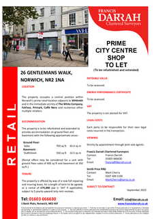 Retail property (high street) to rent, 26 Gentlemans Walk Norwich NR2 1NA