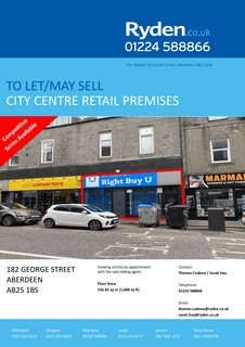 Retail property (high street) to rent, 182 George St Aberdeen AB25 1BS