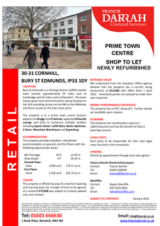 Retail property (high street) to rent, 30-31 Cornhill Bury St Edmunds IP33 1DY