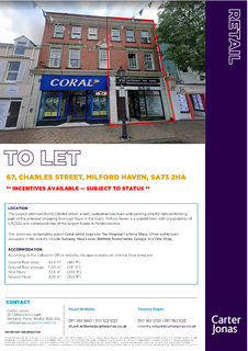 Retail property (high street) to rent, 65-67 Charles St Milford Haven SA73 2HA