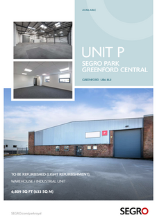 Warehouse to rent, Field Way Greenford UB6 8UN