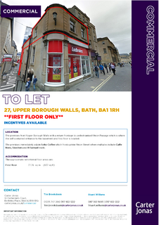 Retail property (high street) to rent, 27 Upper Borough Walls Bath BA1 1RH