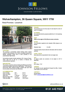 Retail property (high street) to rent, 36 Queens Sq Wolverhampton WV1 1TW