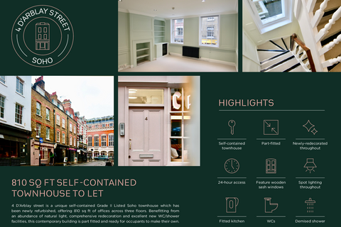 Office to rent, 4 D'Arblay St London W1F 8DJ