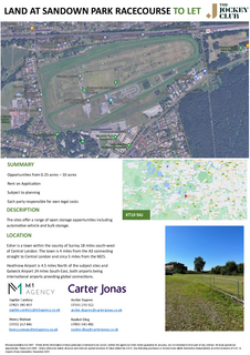 Land to rent, Land At Sandown Park Esher KT10 9AJ