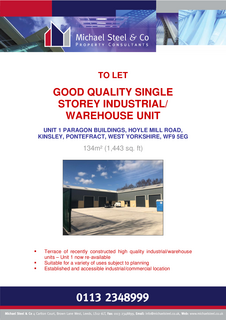 Warehouse to rent, Hoyle Mill Rd Fitzwilliam WF9 5BJ