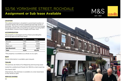 Retail property (high street) to rent, 52-56 Yorkshire St Rochdale OL16 1JW