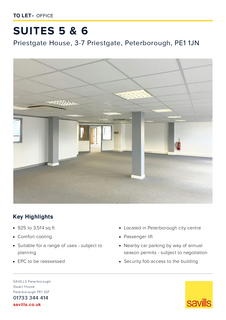 Office to rent, 3-7 Priestgate Peterborough PE1 1JN
