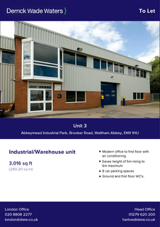 Warehouse to rent, Unit 3, Abbeymead Industrial Park, Brooker Rd Waltham Abbey EN9 1HU