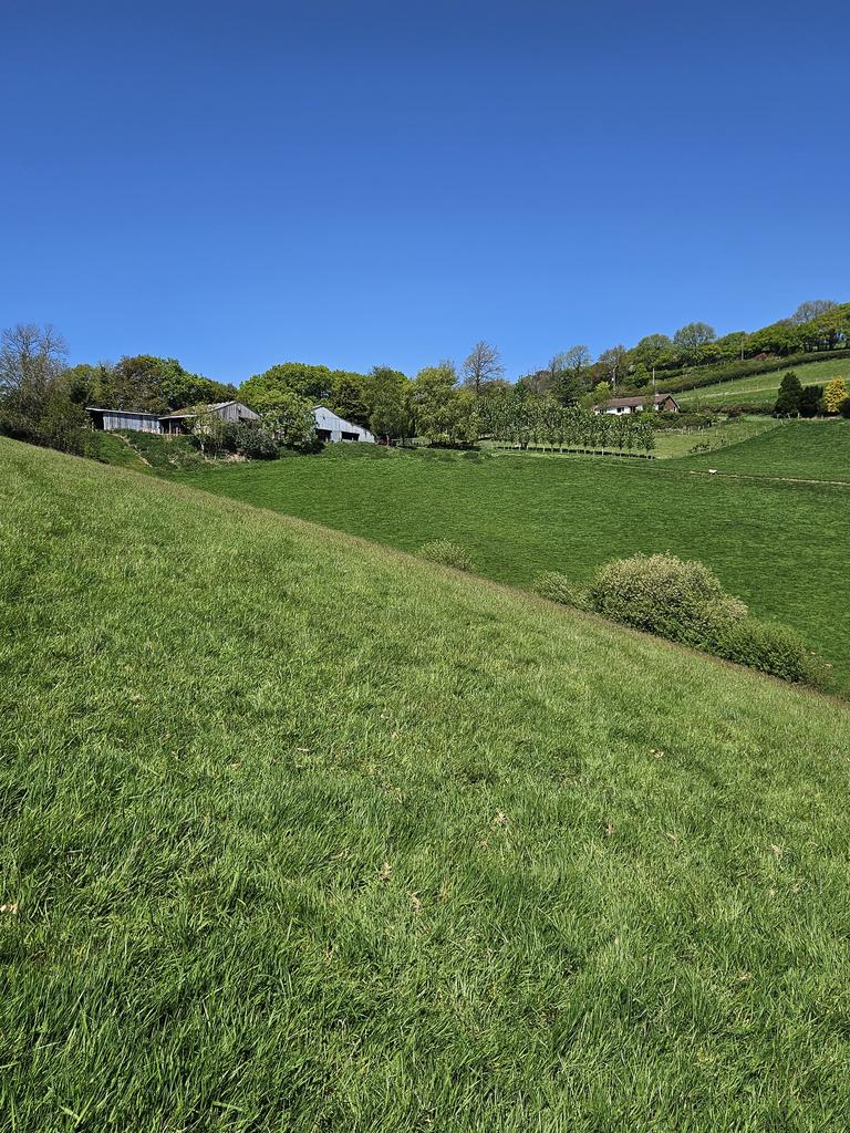 View from lower fields towards the bungalow and...