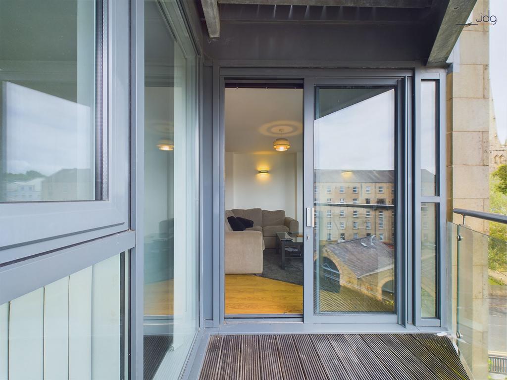 View into apartment from balcony