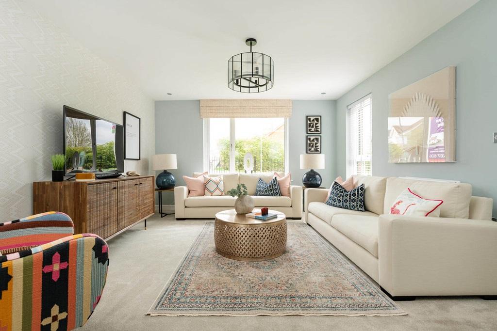 A bright and airy lounge offers space to unwind...