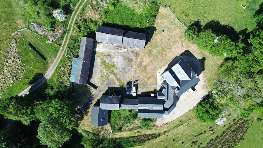 Aerial photo of yard and buildings